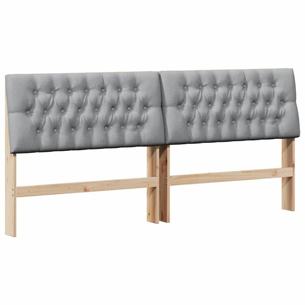 vidaXL Upholstered Headboard Light Grey 200 cm Solid Pine Wood