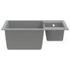 vidaXL Kitchen Sink with Overflow Hole Double Basins Grey Granite