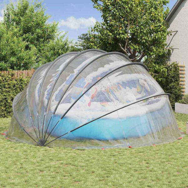 vidaXL Pool Dome Folding Manual Transparent 592 x 590 x 275 cm PVC