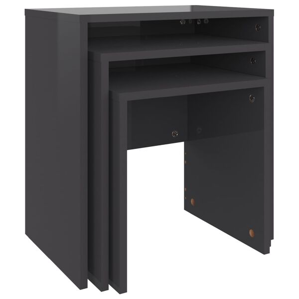 vidaXL Nesting Coffee Tables 3 pcs High Gloss Grey Engineered Wood