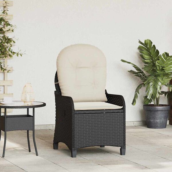 vidaXL Recliner Chair Black 56 x 66 x 95cm Poly Rattan