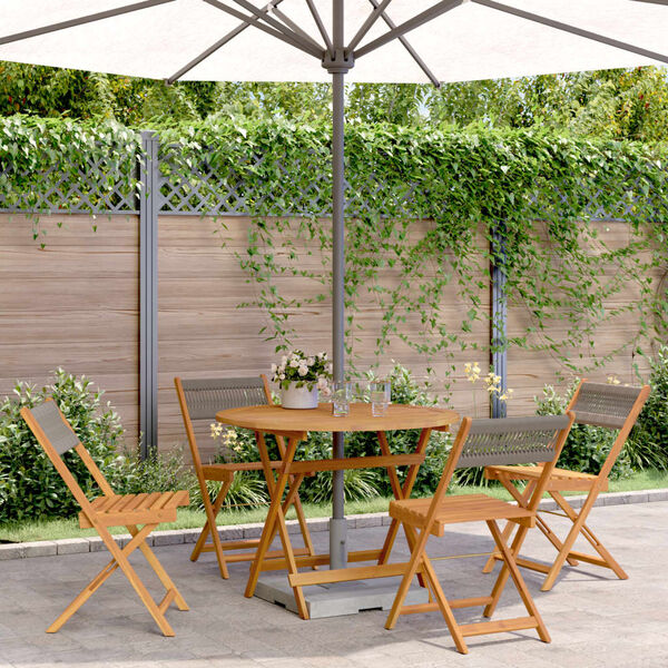 vidaXL 5 Piece Garden Dining Set Grey Polypropylene and Solid Wood