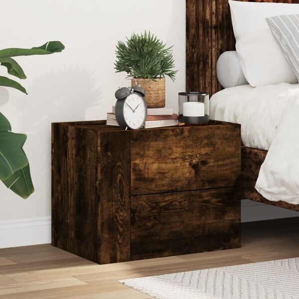 vidaXL Wall-mounted Bedside Cabinet Smoked Oak 45x30x35 cm