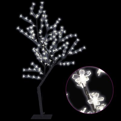 vidaXL Christmas Tree 128 LEDs Cold White Light Cherry Blossom 120 cm