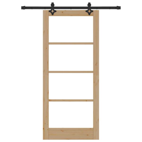 vidaXL Sliding Door Natural 86 x 198.5 cm Solid Pine Wood and Glass