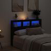 vidaXL Headboard Cabinet with LED Black Oak 140x17x102 cm