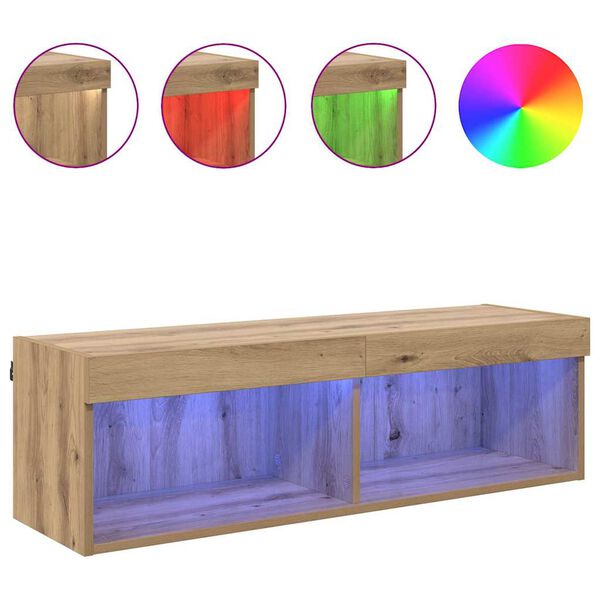 vidaXL TV Wall Cabinet Panama Artisan Oak 100 x 30 x 30 cm