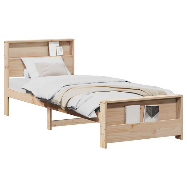 vidaXL Bed Frame with Headboard Brown 90 x 190 cm Engineered Wood