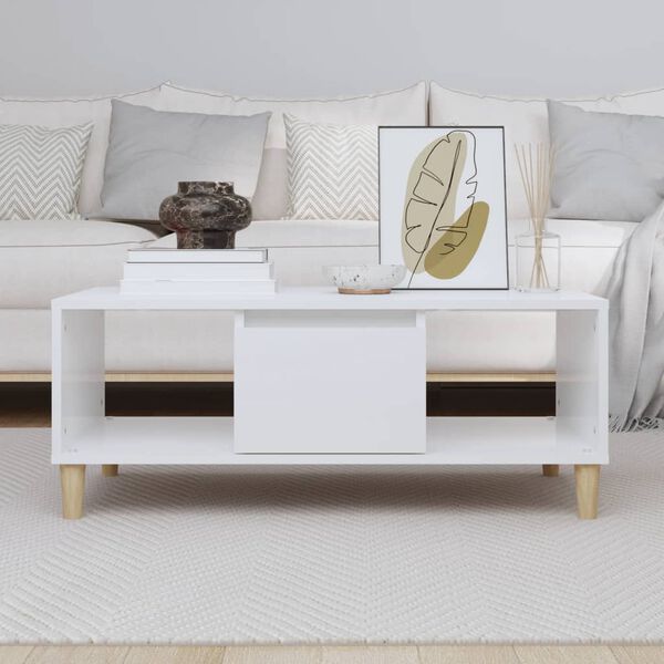 vidaXL Coffee Table High Gloss White 90x50x36,5 cm Engineered Wood