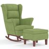 vidaXL Rocking Chair Wingback Light Green Velvet and Solid Wood