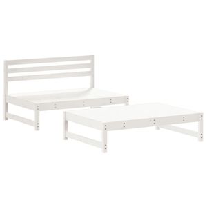 vidaXL 2 Piece Garden Lounge Set White Solid Wood Pine