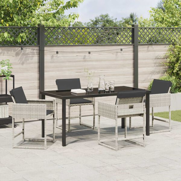 vidaXL Garden Dining Set 5 pcs Light Grey Poly Rattan
