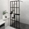 vidaXL Walk-in Shower Wall with Shelf Black 80x195 cm ESG Glass&Aluminium