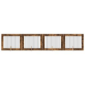 vidaXL Dog Gate with Stands 4 pcs Smoked Oak 100 x 80 cm