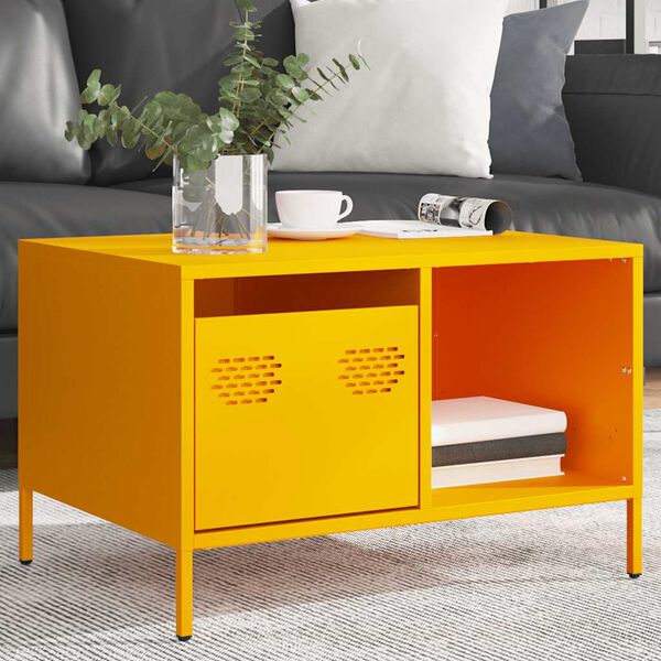 vidaXL Coffee Table Mustard Yellow 68.5x50x43.5 cm Cold-rolled Steel