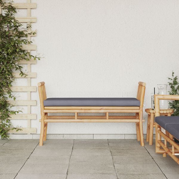 vidaXL Garden Bench with Cushion Brown 110 x 38 x 65cm Bamboo