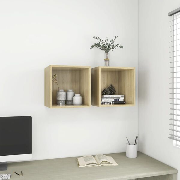 vidaXL Wall Cabinets 2 pcs Sonoma Oak 37x37x37 cm Engineered Wood