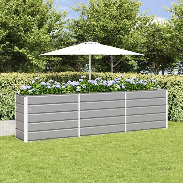 vidaXL Planter Light Grey 290 x 90 x 77 cm Galvanised Steel