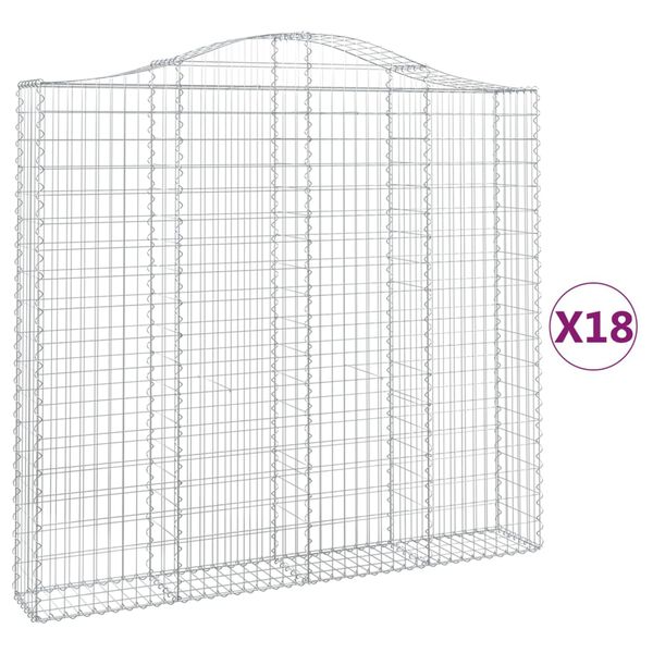 vidaXL Arched Gabion Baskets 18 pcs 200x30x180/200 cm Galvanised Iron