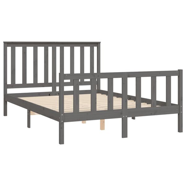 vidaXL Bed Frame without Mattress Grey 120x200 cm Solid Wood Pine