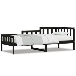 vidaXL Day Bed without Mattress Black 90x190 cm Single Solid Wood Pine