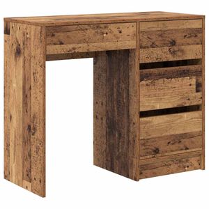 vidaXL Desk with Drawer Old Wood 90 x 37.5 x 75 cm Engineered Wood