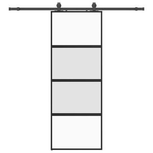 vidaXL Sliding Door with Hardware Set Black 76x205 cm Tempered Glass
