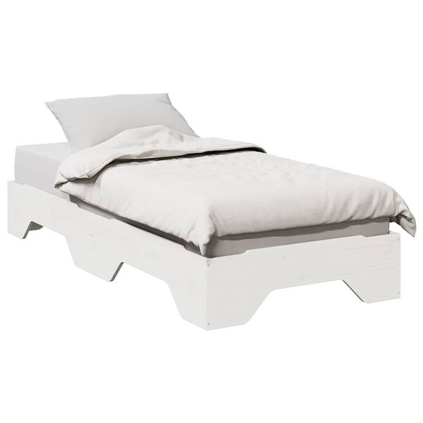 vidaXL Bed Frame No Mattress Stackable White 80x200 cm Solid Wood