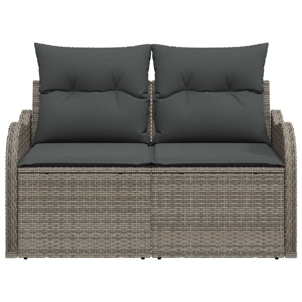 vidaXL Garden Sofa Grey 121 x 62 x 69cm Poly Rattan