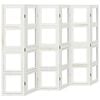 vidaXL Room Divider 6 Panels White Solid Wood Paulownia