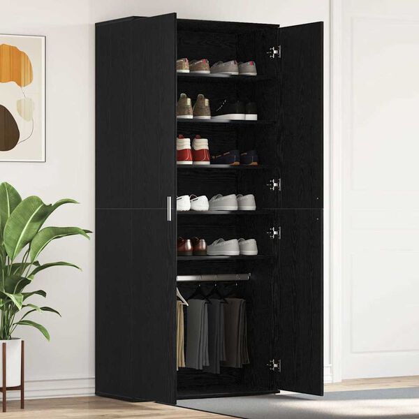 vidaXL Shoe Cabinet Black Oak 80 x 39 x 178 cm Engineered Wood