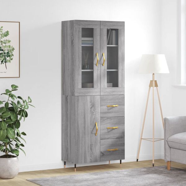 vidaXL Highboard Grey Sonoma 69.5x34x180 cm Engineered Wood