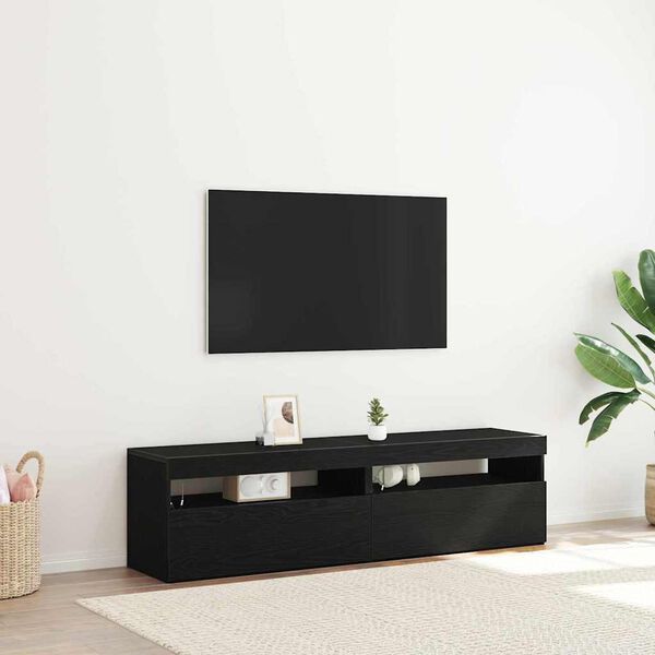 vidaXL TV Cabinet 2 pcs Black Oak 75 x 35 x 40 cm Engineered Wood
