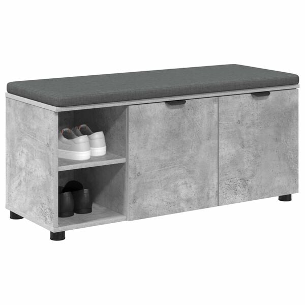 vidaXL Hall Bench with Cushion Concrete Grey 100 x 38 x 46 cm