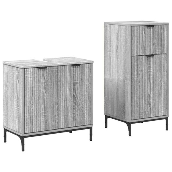 vidaXL Bathroom Furniture Set with Drawer with Shelf 2 pcs Grey Sonoma