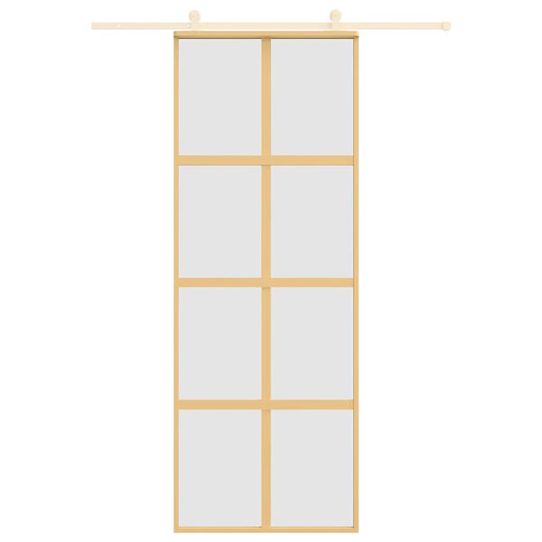 vidaXL Sliding Door Gold 76x205 cm Frosted ESG Glass and Aluminium