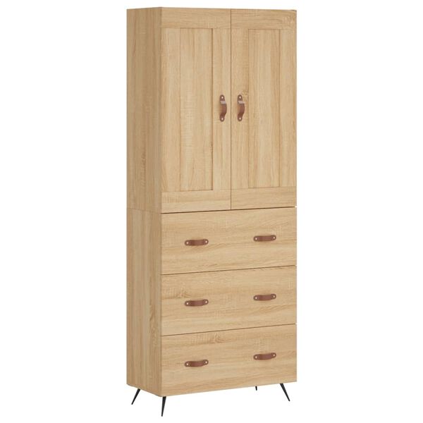vidaXL Highboard Sonoma Oak 69.5x34x180 cm Engineered Wood
