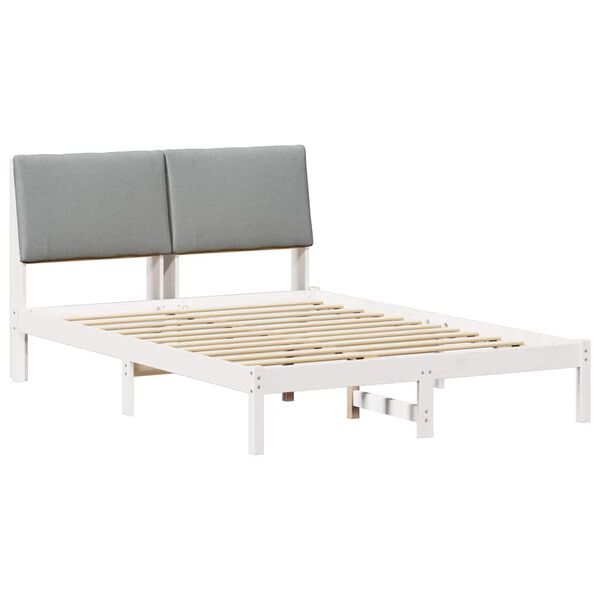 vidaXL Bed frame White and light grey 150 x 200 cm Solid pine wood