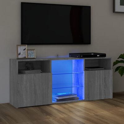 vidaXL TV Cabinet with LED Lights Grey Sonoma 120x30x50 cm