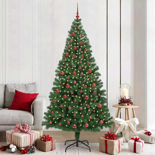 vidaXL Artificial Christmas Tree with 300 LEDs with Stand Green 210 cm