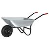 vidaXL Wheelbarrow Silver and Black 133 x 62.5 x 58 cm Steel