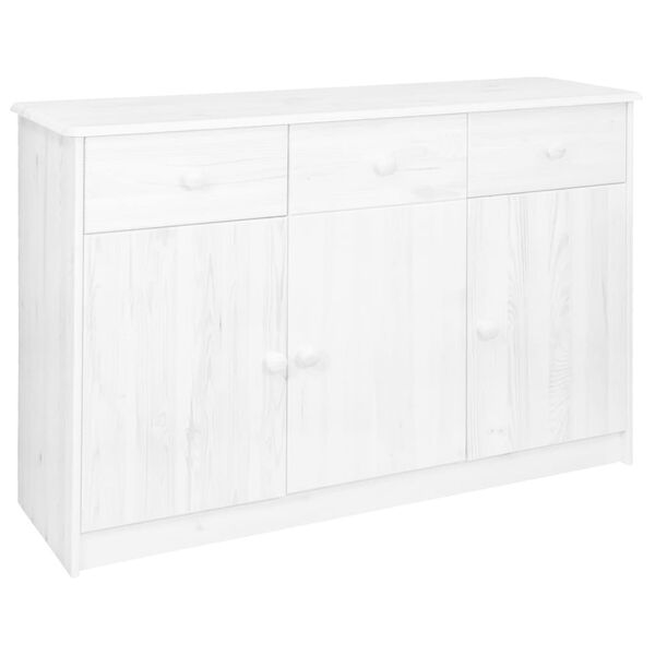 vidaXL Sideboard 3 Drawers White 113x35x73 cm Solid Pine Wood