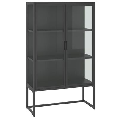 vidaXL Highboard Anthracite 80x35x135 cm Steel and Tempered Glass