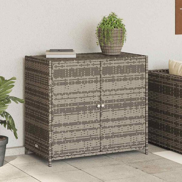 vidaXL Garden Storage Cabinet Grey 83x45x76 cm Poly Rattan
