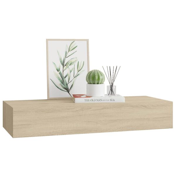 vidaXL Wall-mounted Drawer Shelf Oak 60x23.5x10cm MDF