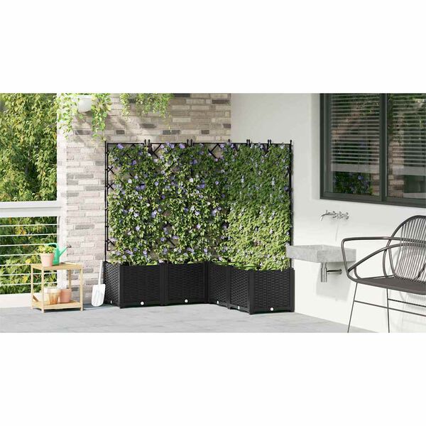 vidaXL Garden Planter 5 pcs Black 120 x 120 x 143 cm Steel