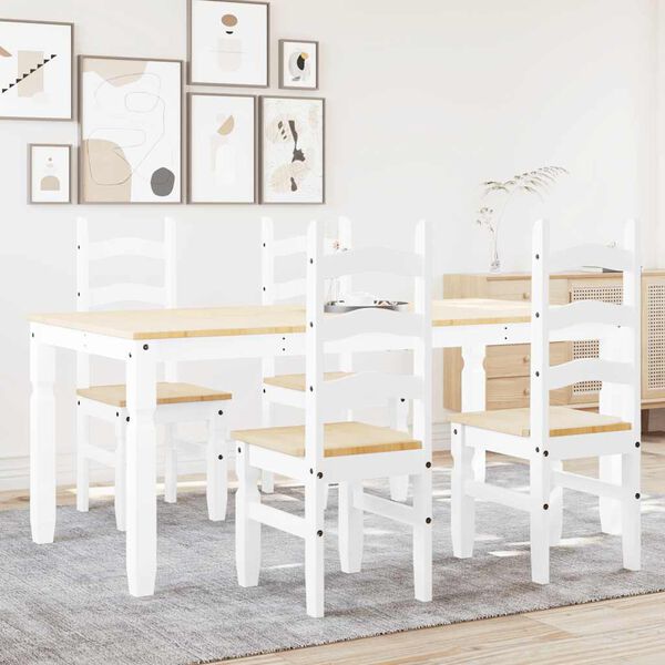 vidaXL 5 Piece Dining Set Panama White Solid Wood Pine