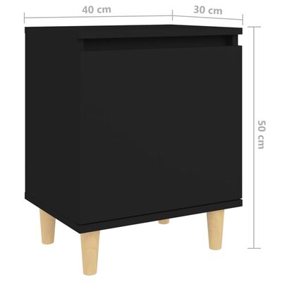 vidaXL Bed Cabinet with Solid Wood Legs Black 40x30x50 cm