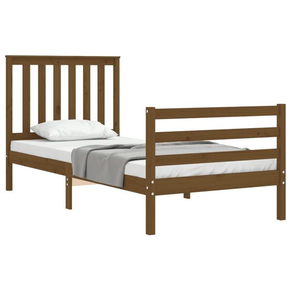 vidaXL Bed Frame without Mattress Honey Brown Single Solid Wood