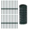 vidaXL Fence with Post Green 0.4 x 50 m Steel and PVC